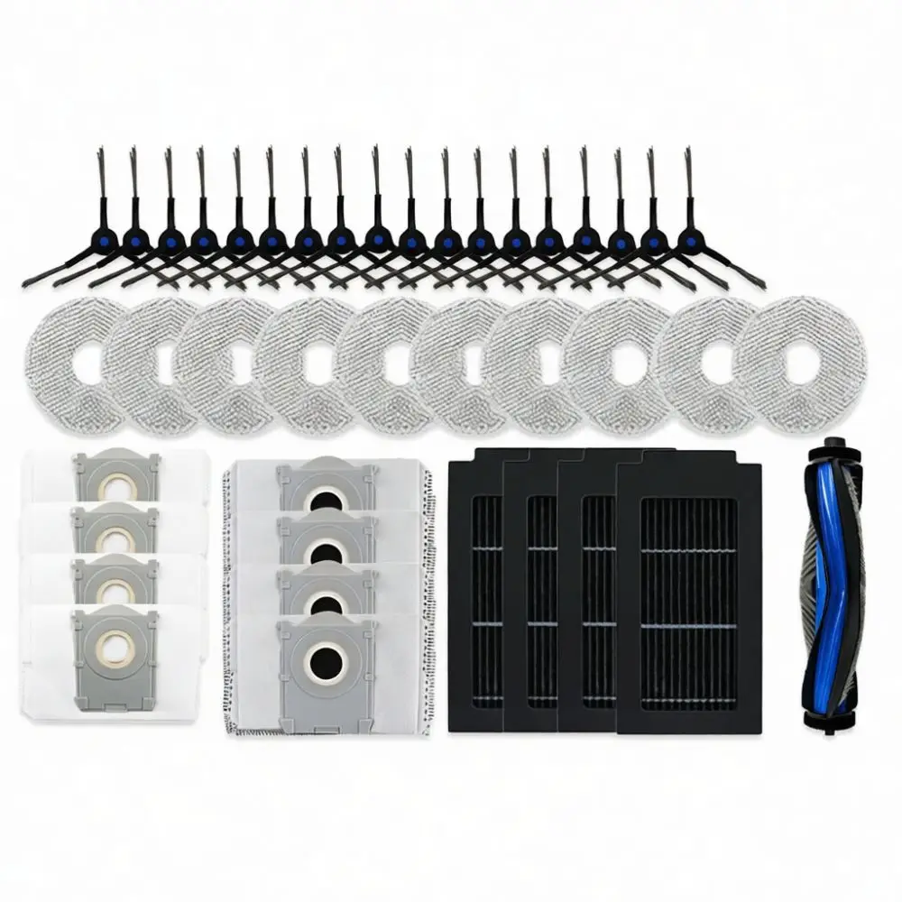 For Ecovacs T50 Max Pro Vacuum Replacement Kit Roller Brush Side Brushes Filter Mopping Cloths Dust Bags Cleaner Parts
