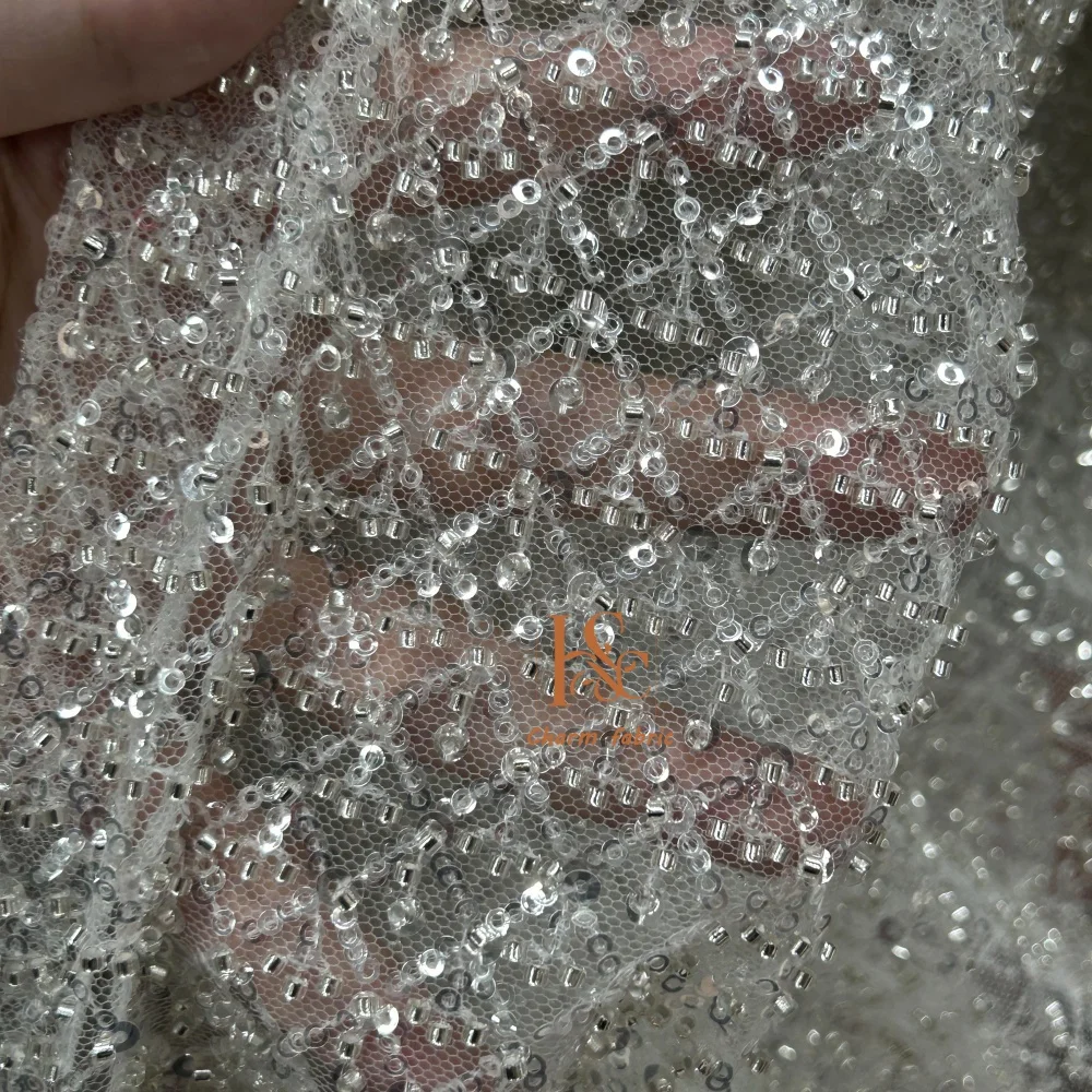 High-end renda bordado beading - Crystal Mesh Fabric avaliação e preço