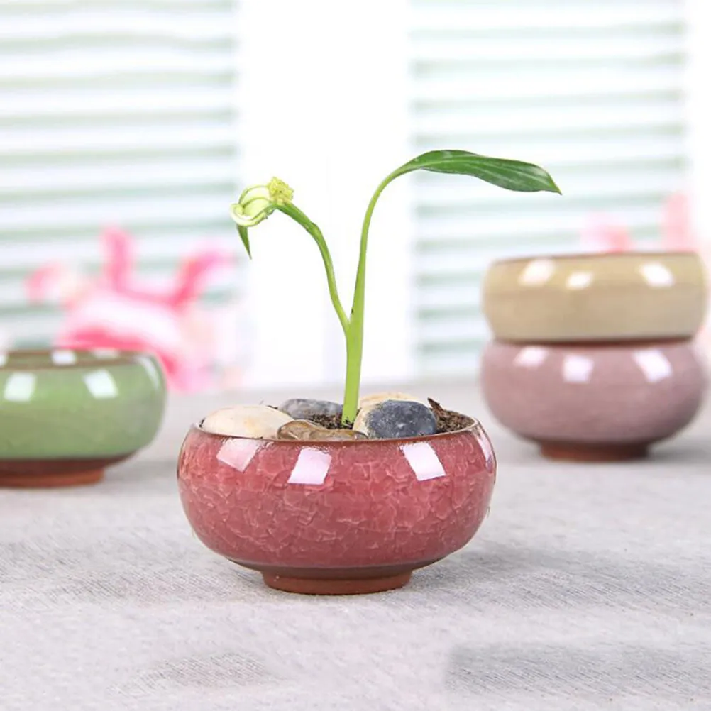 8Pcs Ceramic Pots Mini Flower Pots Colorful Garden Decorations for Tabletop Display Kitchen Patio Bathroom Countertop Decoration