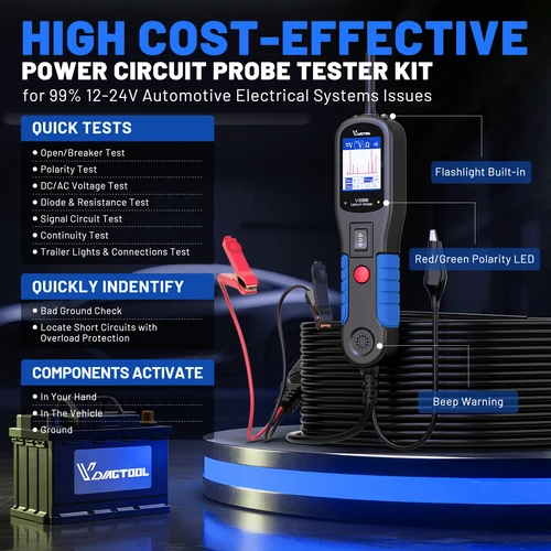 Imagen 2 del producto VDIAGTOOL V200 probador de circuito automotriz 12V-24V sonda de circuito de alimentación buscador de disyuntor abierto herramientas de diagnóstico eléctrico de coche