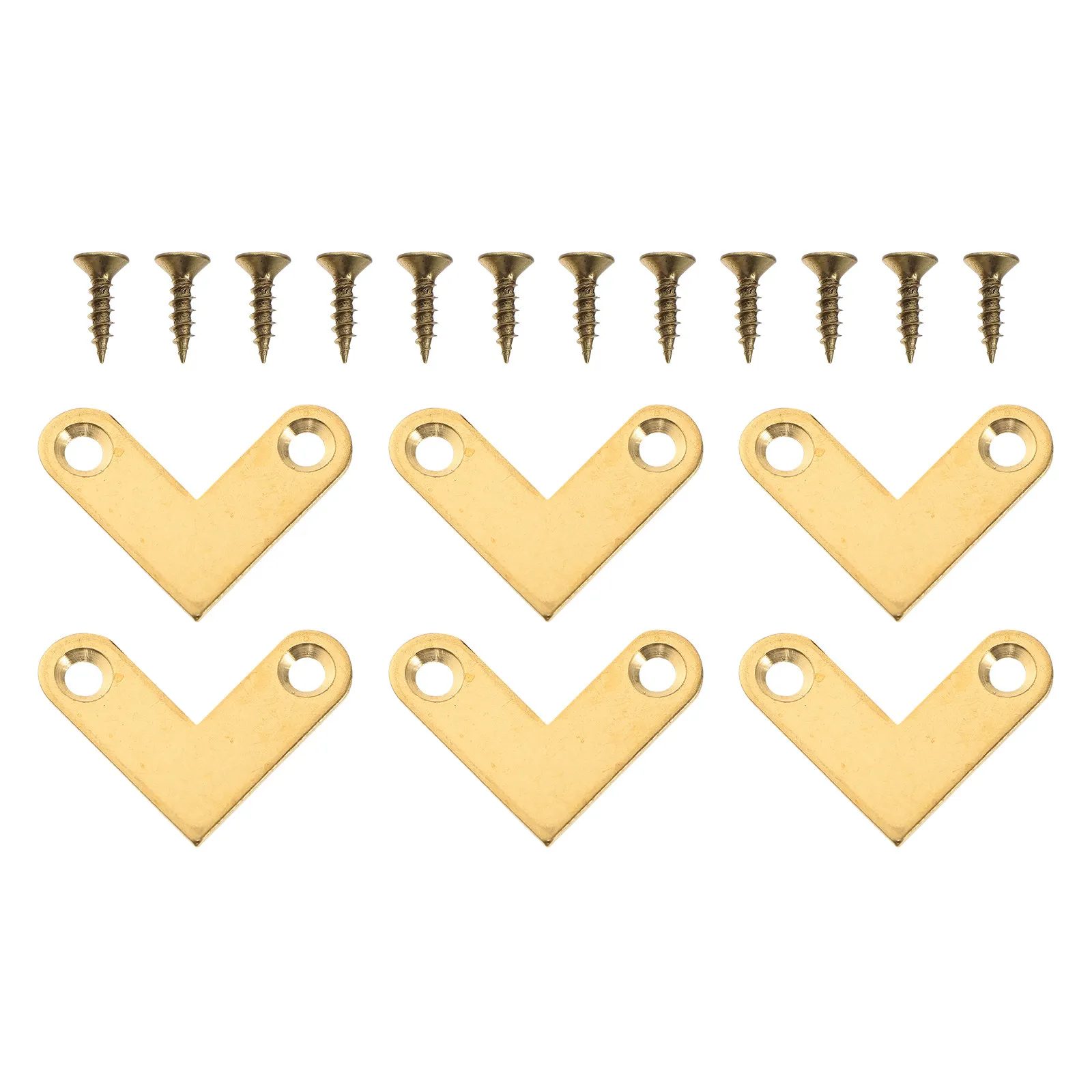 6 Pcs T4908 Furniture Connectors Drawer Fixed Corner Code Flat Bracket For Right Angle Joints Brass Brackets Shape
