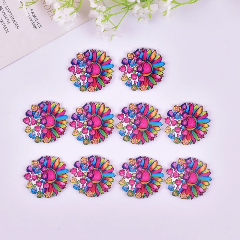 

10pcs 42x38mm Word Flower Acrylic Charms for Earring Necklace Jewelry DIY Making