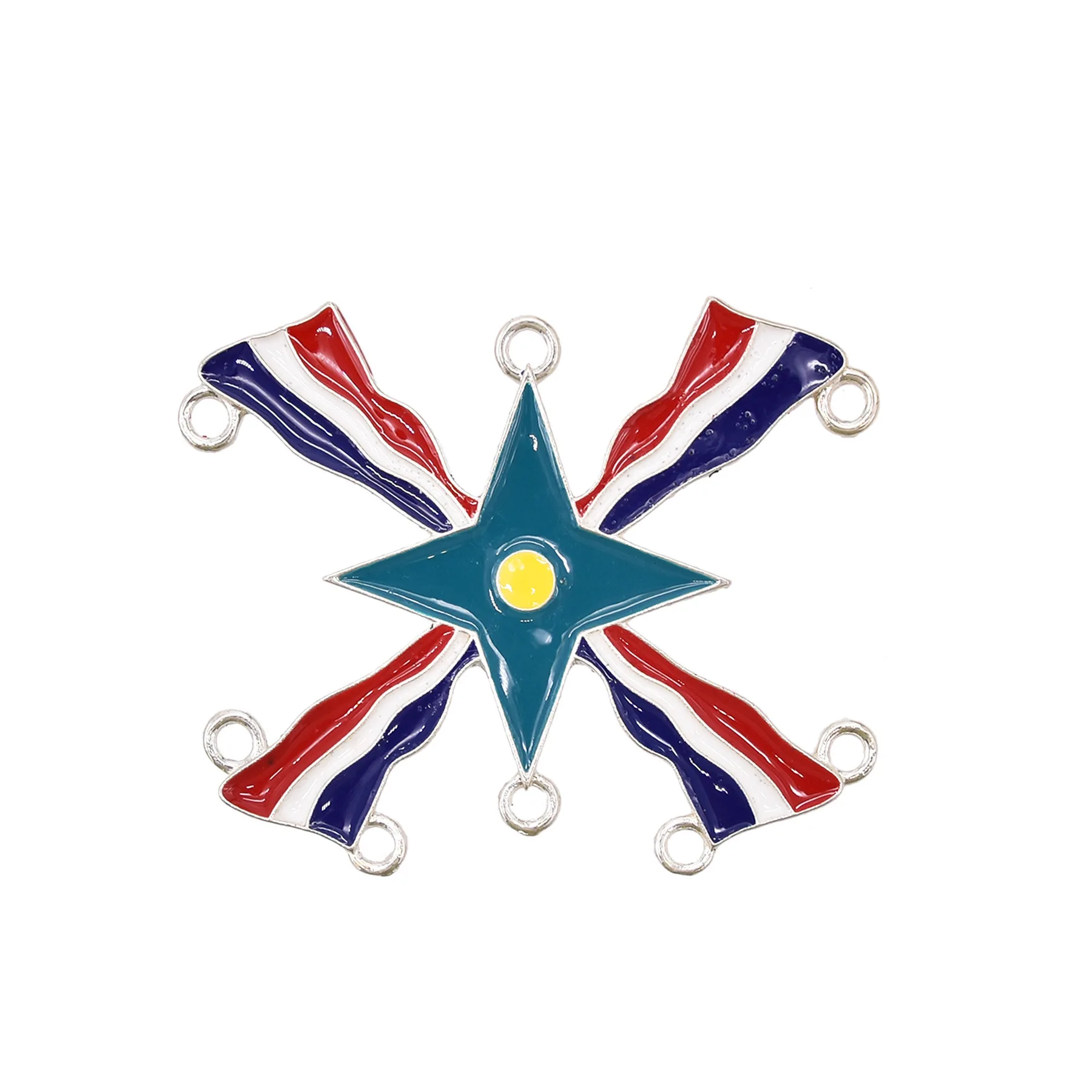 

Traditional Assyrian Ethnic Colorful Flag Pendant Accessories Red Blue Drip Oil Star Flag Neclace Pendant Jewelry Accessories
