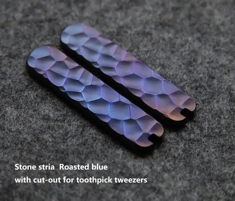 1Pair Custom Made DIY Stone pattern roasted blue TC4 Patch for 58MM Victorinox Knifes Accessories