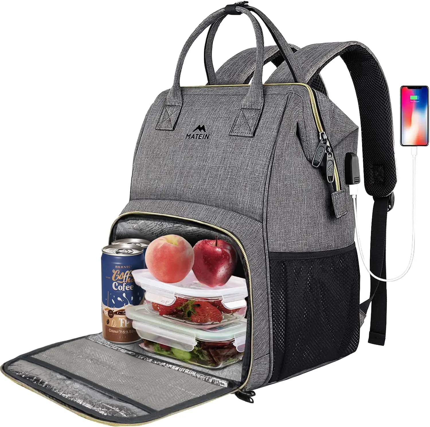 

Lunch Backpack for Women, 15.6 Inch Laptop Backpack with Insulated Lunch Compartment, Lightweight Work Backpack for Teacher