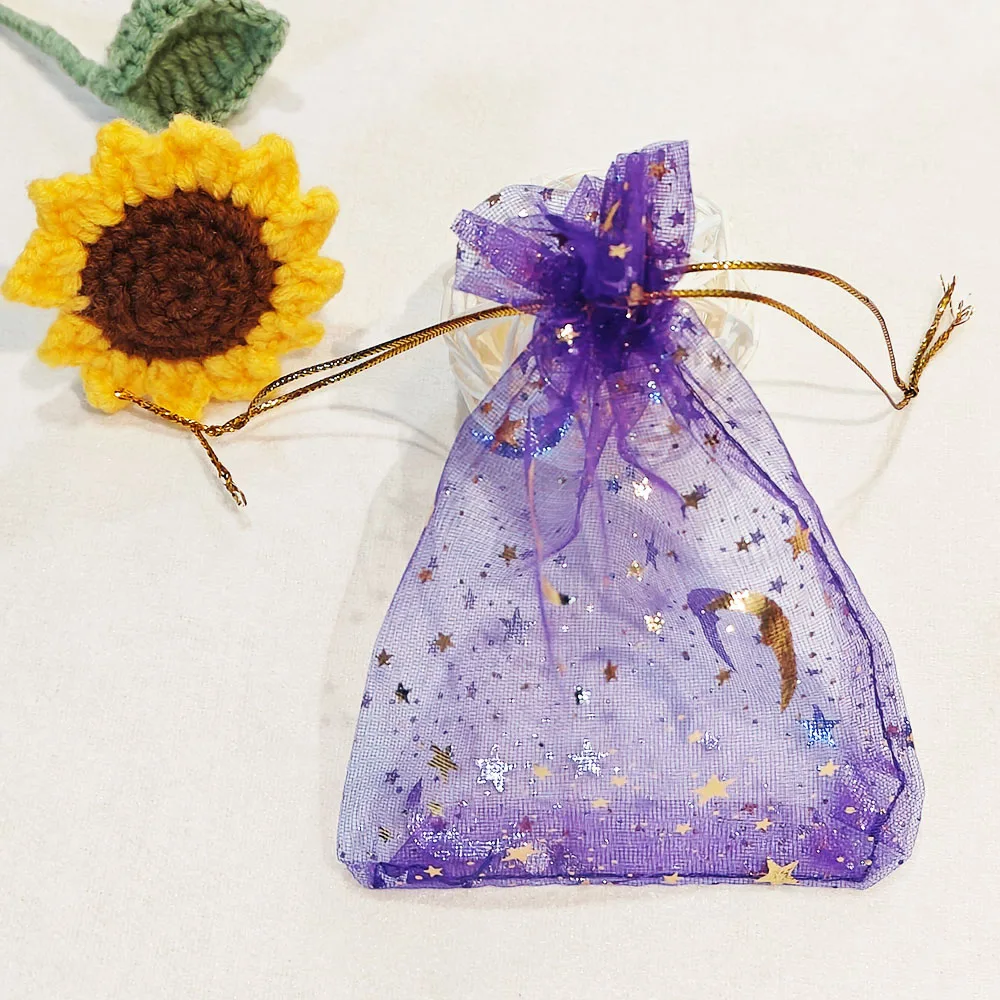25/50/100 stücke Mond Sterne Organza Geschenk Beutel Mehrfarbige Schmuck Geschenke Beutel Für Hochzeit Party Süßigkeiten Tasche schmuck Verpackung Großhandel