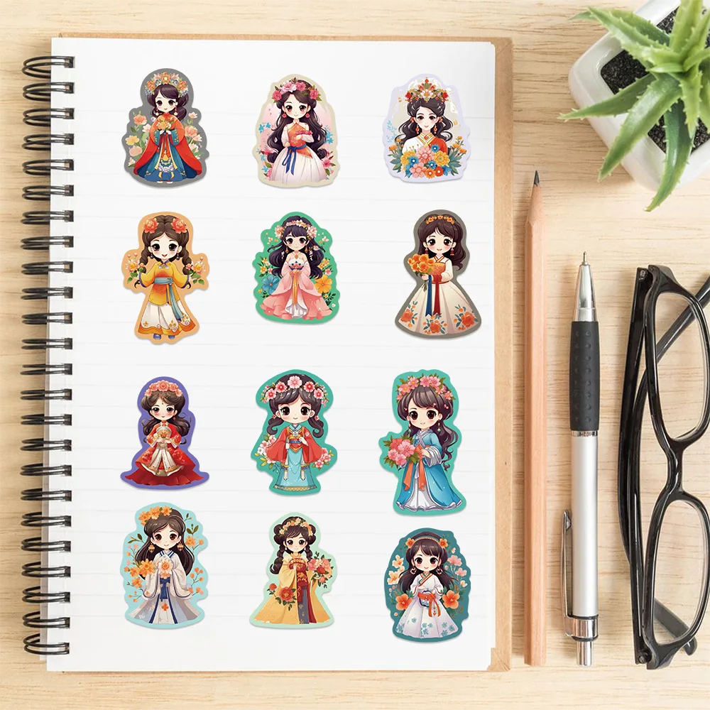 10/30/50Pcs Q-version Flower God Princess Graffiti Decorative Stickers DIY Guitar Phone Water Cup Skateboard Waterproof Stickers