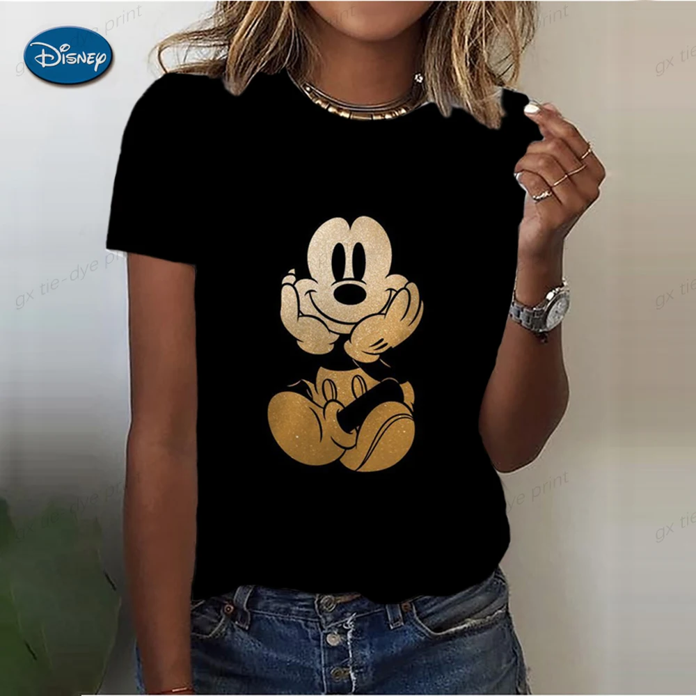 Disney Summer Mickey Mouse Women's Tshirt Female Harajuku Loose T-shirt Short Sleeved Summer Tops Women Clothes