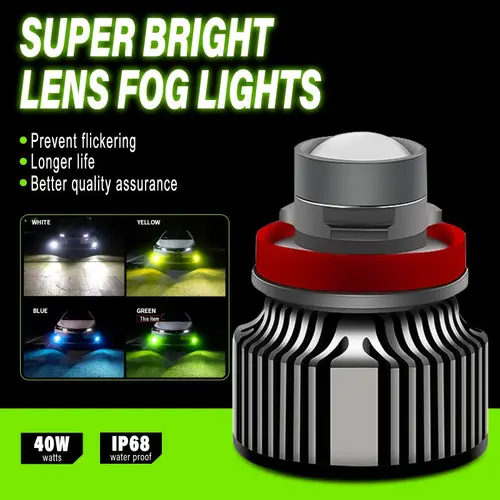 Imagen 2 del producto H11 lente LED luz antiniebla H7 9005 9006 bombilla de faro 12V 3000K 6000K faro antiniebla Turbo automotriz