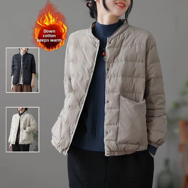 

Осень-зима, большой хлопковый открытый кардиган, женский теплый длинный хлопковый кардиган больших размеров с воротником-стойкой