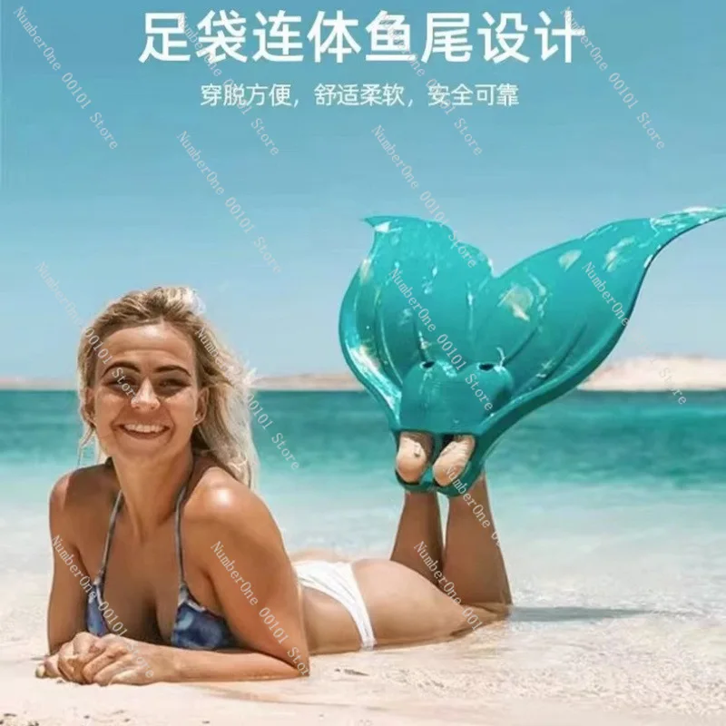 Female Training Swimming Adult Diving Frogs Soft Rubber Fish Tail Children Single Webbed