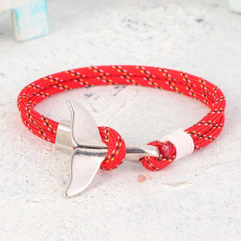 

2Pcs Couple Whale Tail Bracelets Durable Charm Wristbands Casual Nautical Survival Rope Chain Paracord Accessory