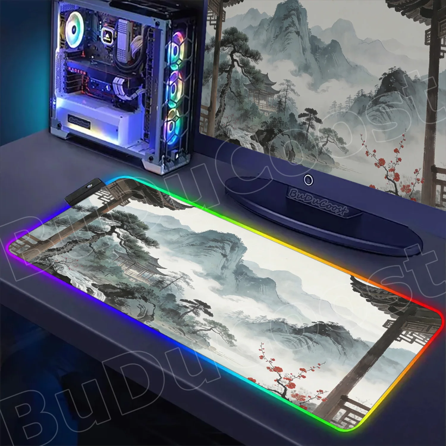 

Scenery inkwash RGB style MousePad soft Non-slip Gamer Computer Keyboard Table Mat Mousepad Company Gaming Laptop Desk Accessory