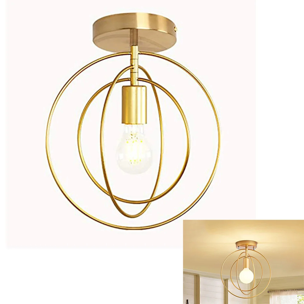 

Nordic Ceiling Lamp Surface Mount E27 Modern Star Circle Plated Interior Decoration Aisle Hallway Pendant Light Metal Golden