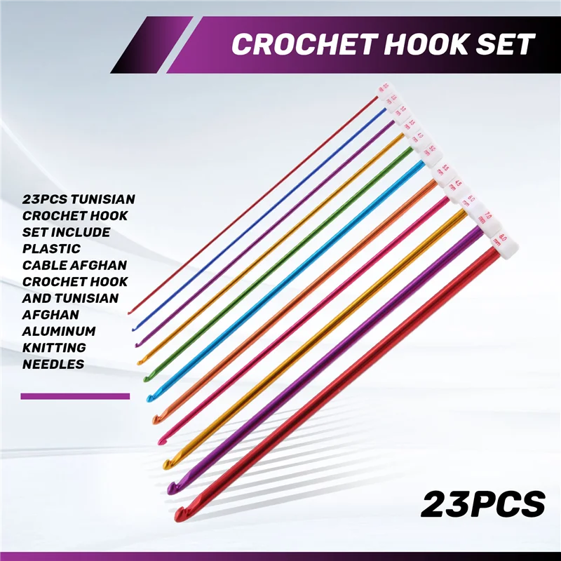 

ABMS-23 шт. тунисский набор крючков включает в себя пластиковый трос, афганский крючок для вязания и тунисские афганские алюминиевые спицы