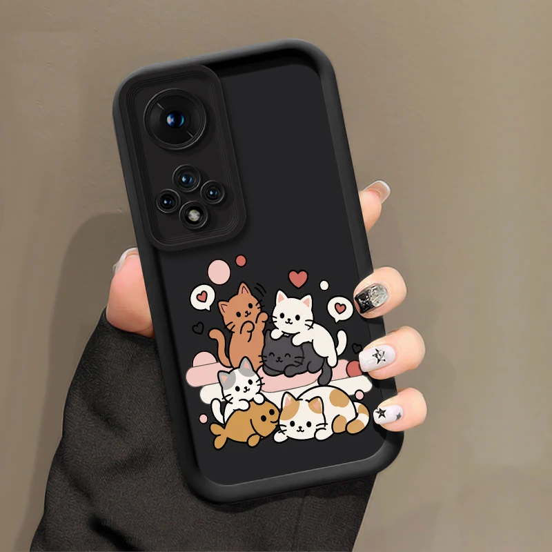 Cute Funny Cat Pattern Phone Case For Honor 600 400 300 Pro 200 Smart 20S 50 SE 70 90 Lite 9X Pro Soft TPU Shockproof Cases Etui