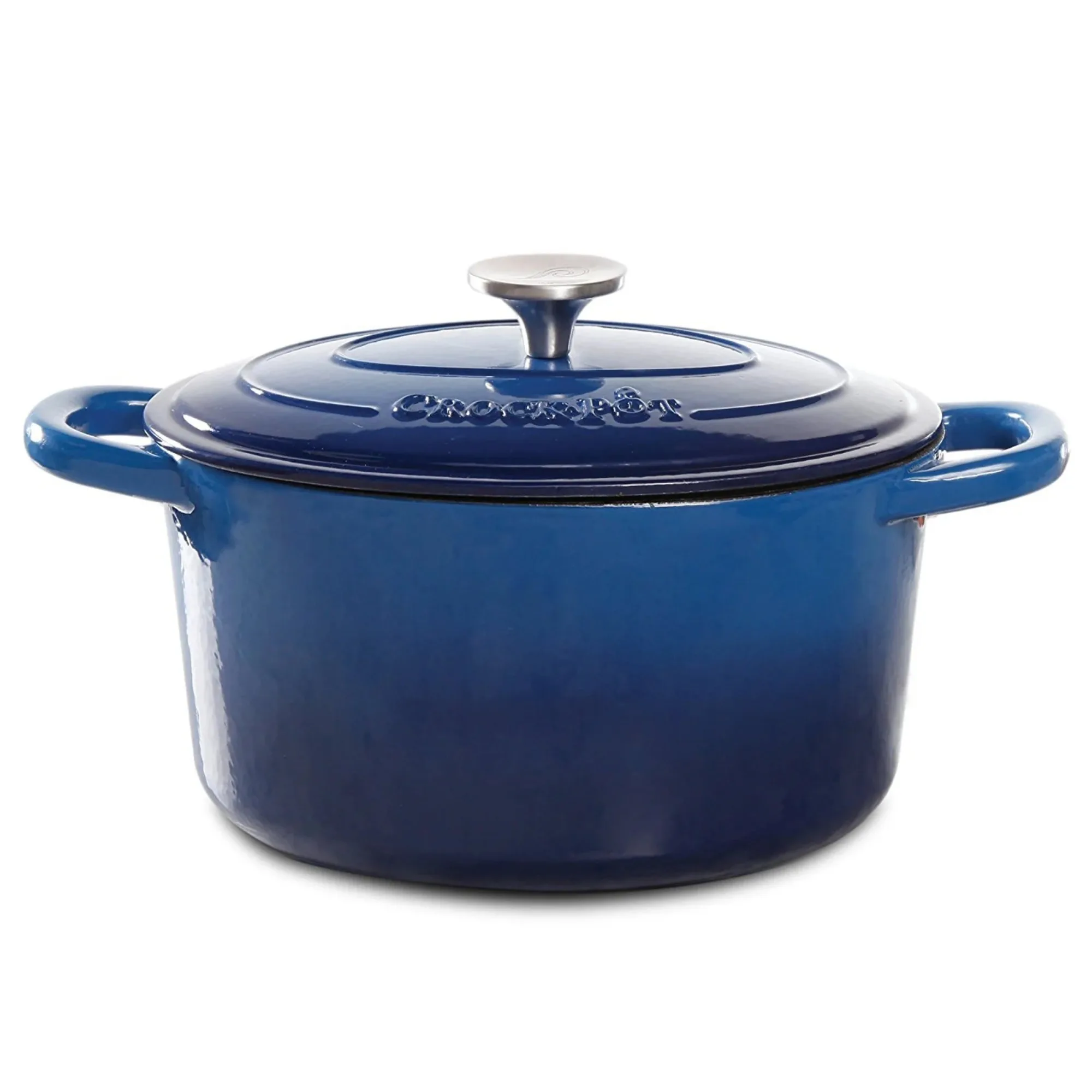 

Round Cast Iron Dutch Oven in Sapphire Blue，Perfect for slow-cooking, Simmering, Braising, Baking and more