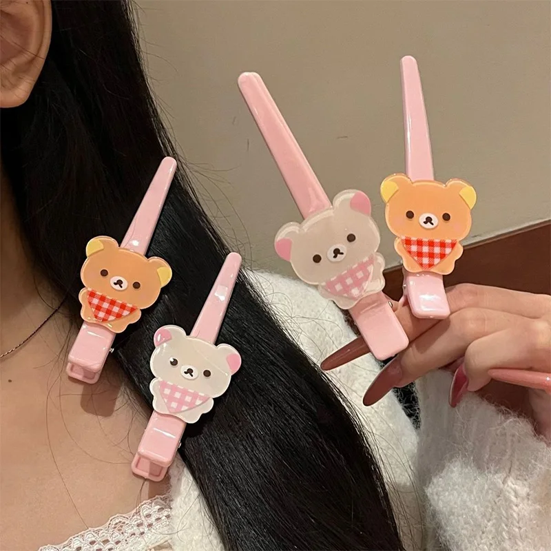 

Cute Scarf Rilakkuma Hairpin Cartoon Bear Bangs Duckbill Clip Girl Sweet Fashion Hair Accessory Friend Party Decoration Gifts