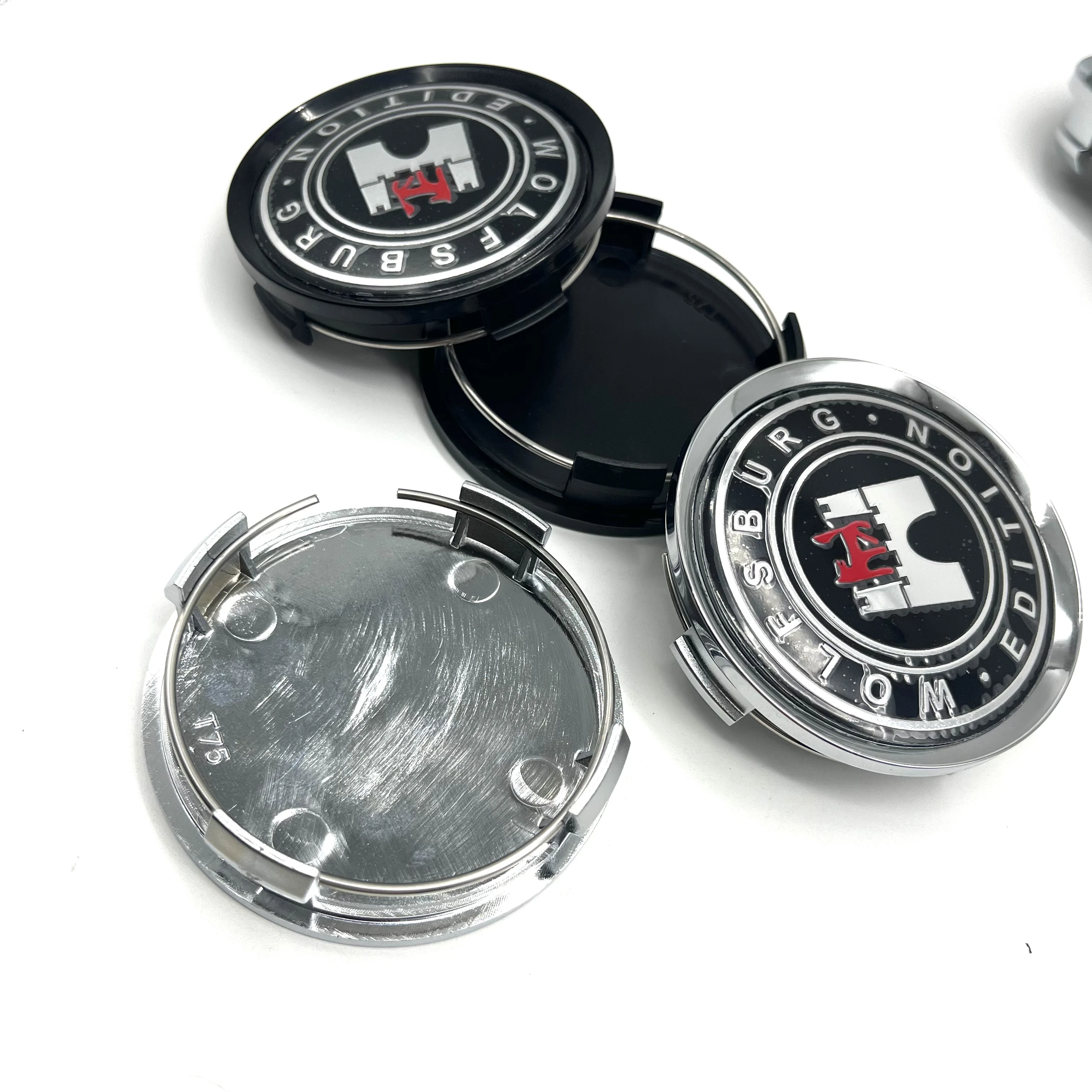 4pcs/Set 65mm 3D Wolfsburg Edition Emblem Badge OD75mm ID70mm  Car Wheel Center Caps Wheel Hubcap Cover High Cap Car Accessories