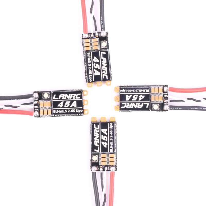 4 sztuk LANRC 35A/45A BLHeli_S 2-6S Lipo ESC wbudowane programowanie kolorów RGB LED d-shot 150/300/600 ONESHOT125 dla RC FPV Quadcopter