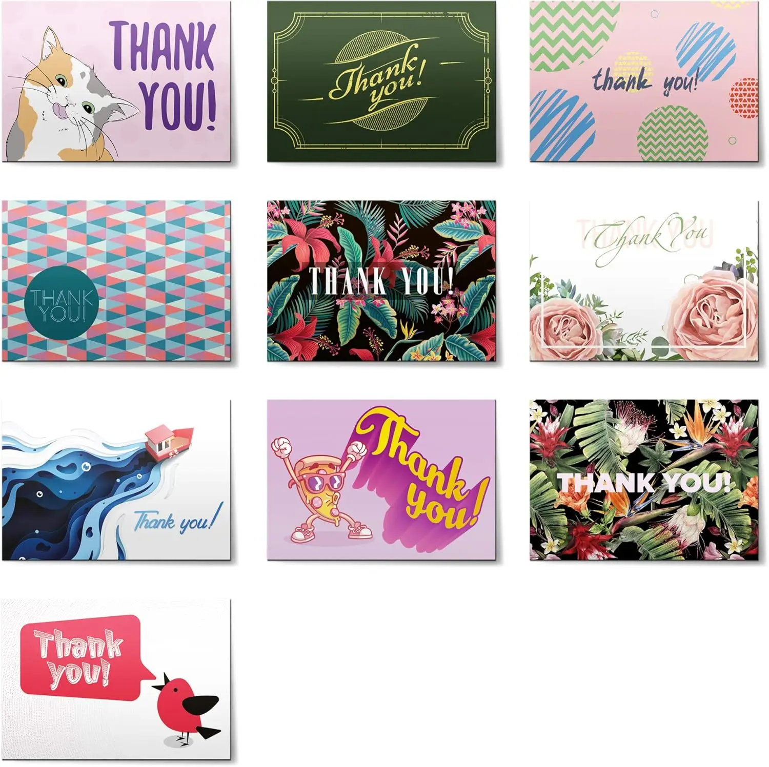 

(50 шт.) набор карт спасибо, включает пустые карты и конверты с наклейками, 4x6 дюймов, дизайн megamix #5