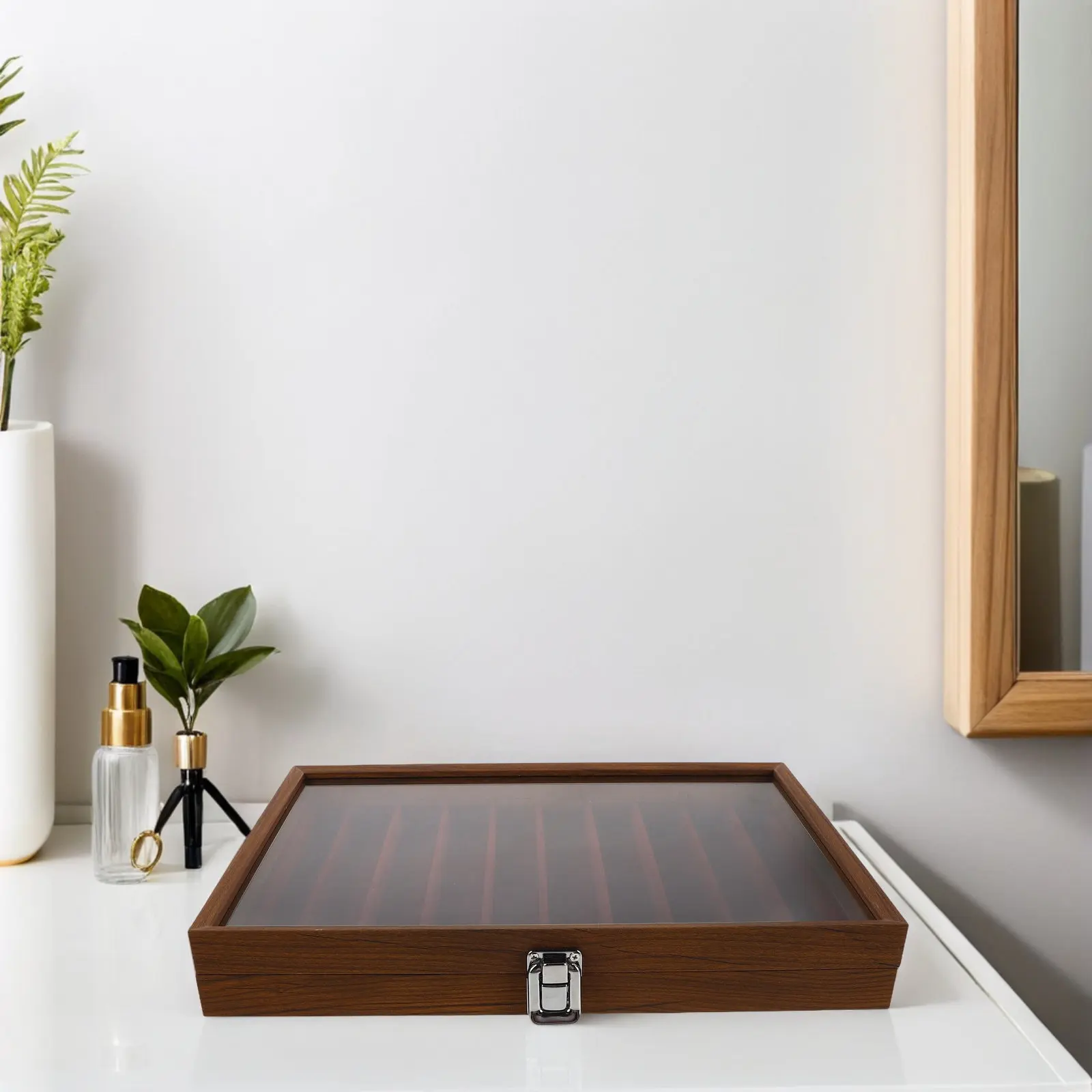 

Деревянная шкатулка для хранения украшений с прозрачной крышкой, органайзер для демонстрации ожерелий, защита от спутывания и пыли, для женщин