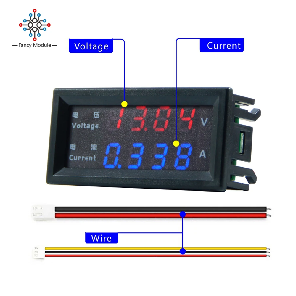 M4430 0-100V/10A Digital Voltmeter Ammeter 5 Wires Gauge Four Digits Current LED Voltage Current Meter Digital Voltmeter