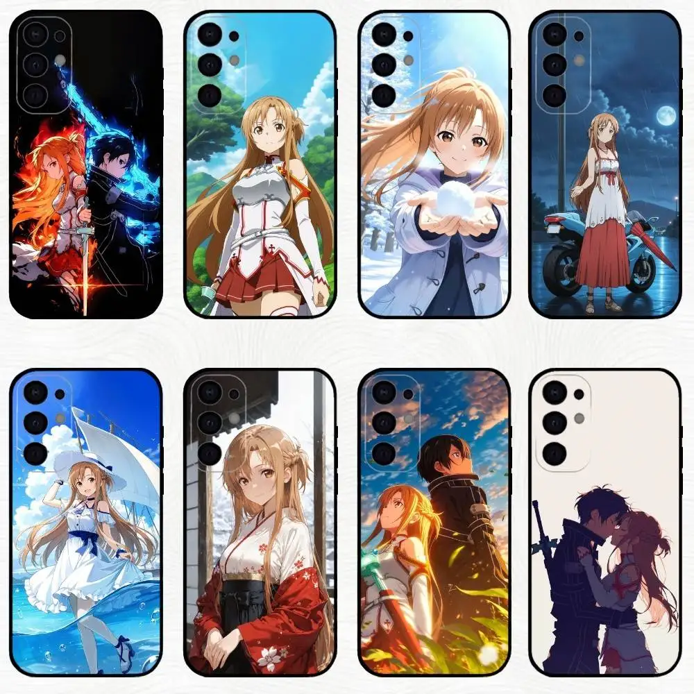 Funda de teléfono A-Asuna Anime Y-Yuuki para Samsung S25,S24,S23,S22,S21,S20,Plus,Fe,Lite,Otros cubierta negra