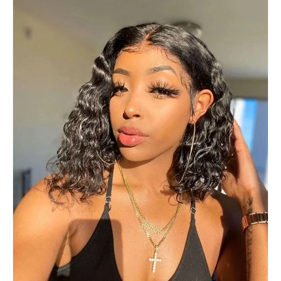 Deep Wave Human Hair Bob Wigs Cheap on Sale 13x4 Loose Wave HD Lace Frontal Curly Wigs 13x6 Brazilian Remy Hair Wigs for Women