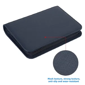 PU cuero 160 tarjetas de bolsillos lateral Carga de carga TCG Game Game Card Card Album con 4 páginas de bolsillos fijos sellados para MG/PKM/FOW/YGO 10 mejores carpetas de tarjetas de ventas 4 bolsillo - №9