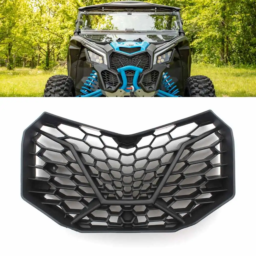 1Pc Front Center Radiator Grill Main Mesh Grille For Can-Am Maverick X3 900 Turbo Max 2/4 Door 2017-Later Pp Plastic Matte Black