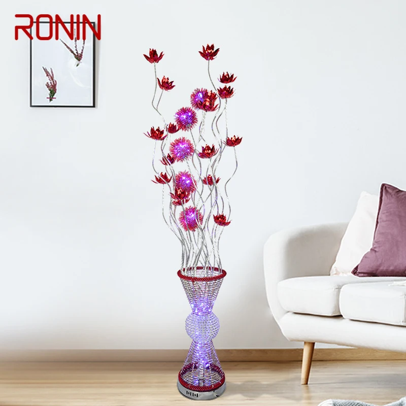 RONIN Nordic Floor Lamp Modern Art Red Flower Iiving Room Sofa Bedroom Hotel LED Originality Decorative Standing Light