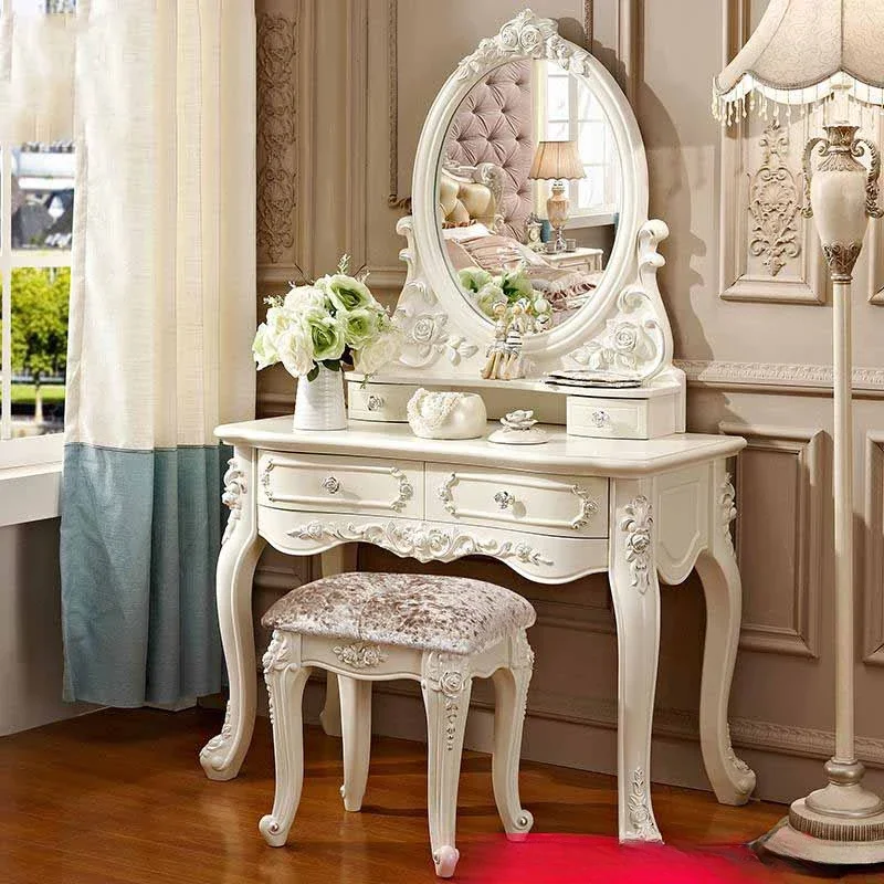 

White Girl Drawers Dresser Eithe Box Luxury Stool Living Room Makeup Dressing Table Storage Wooden Comoda Pra Quarto Furniture