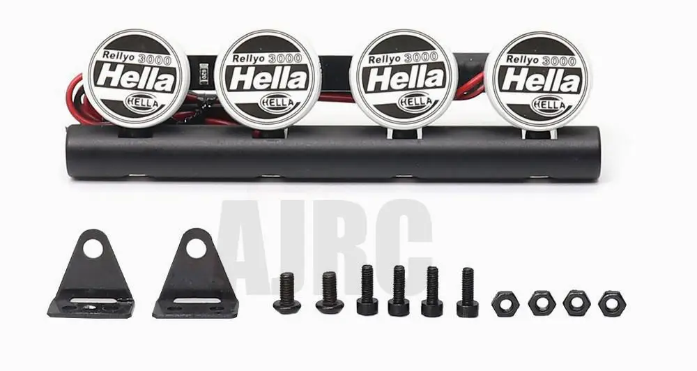 Luz de techo con Control remoto Led AIRC, luz cuadrada redonda ipf Hella para eje de oruga 1/10 RC SCX10, piezas de mejora