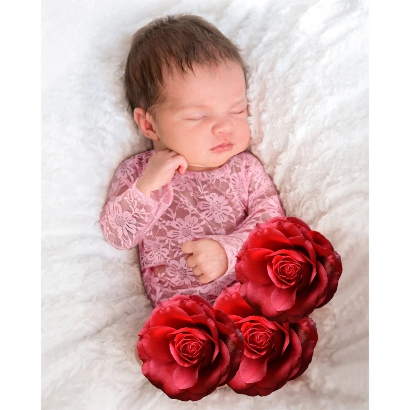 Baby Photoshoot Clothing Princess Lace Jumpsuit Long Sleeve Flower Lace Romper Newborn Shower Party Celebration Bodywear