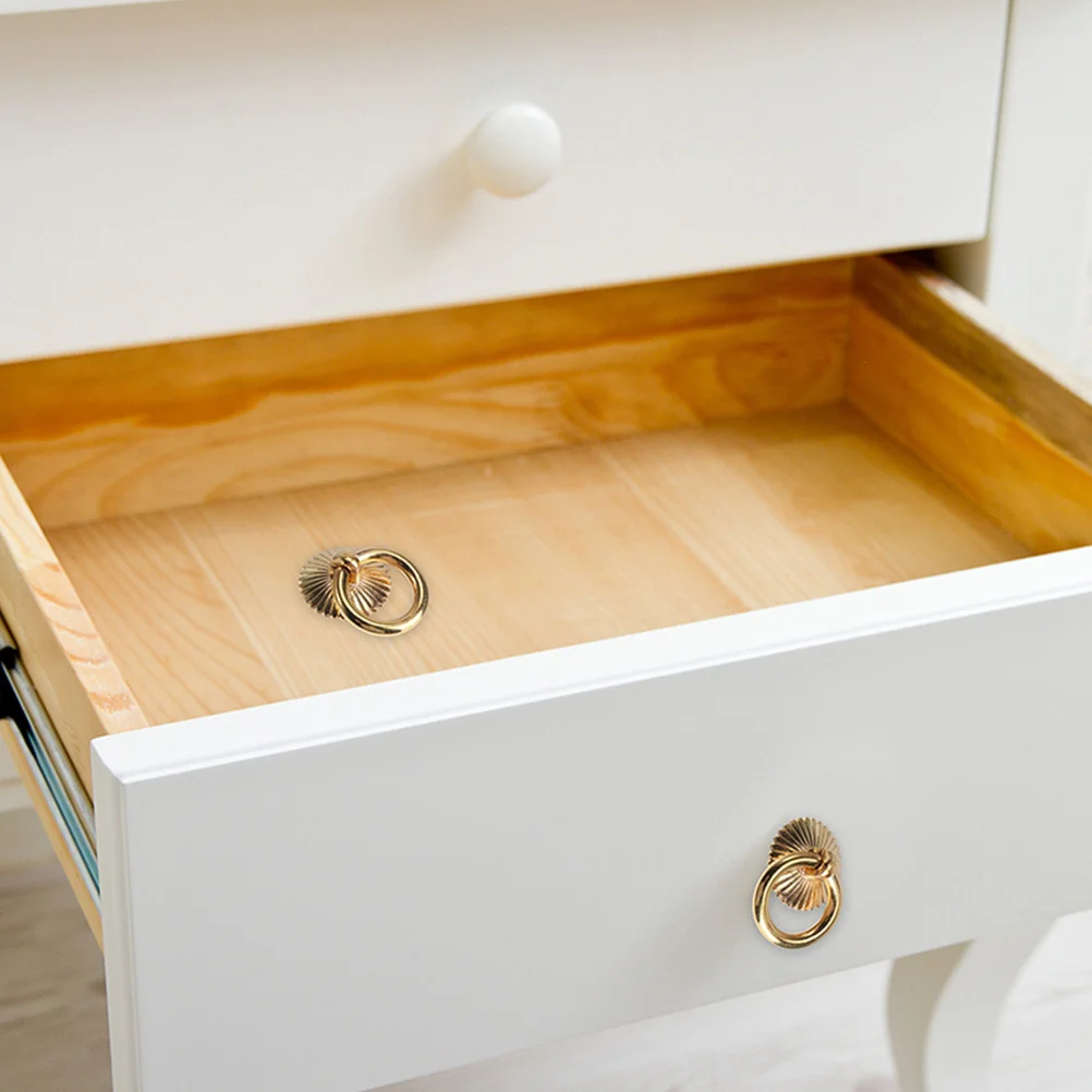 

6Pcs Gold Cabinet Ring Pull Handles European Style Minimalist Drawer Pulls for Kitchen Wardrobe Dresser Furniture Gold Handles