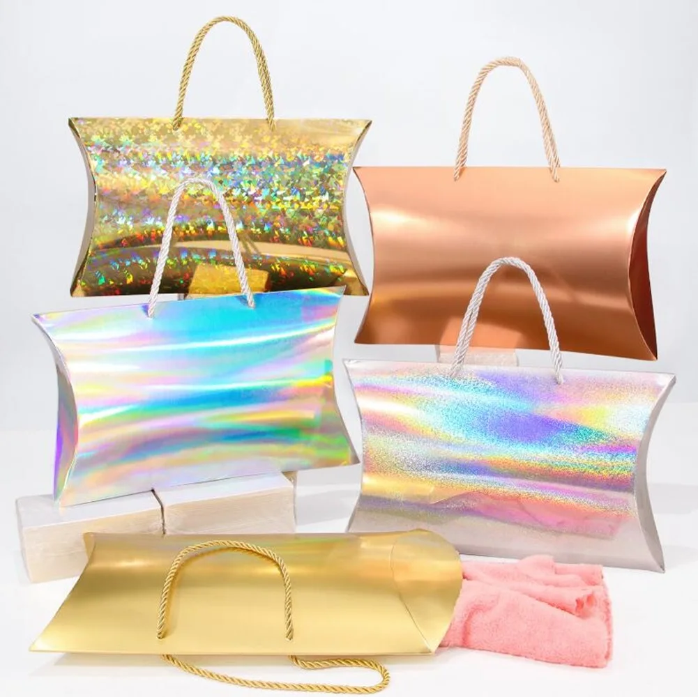 500pcs/Lot Wholesale High-End Luxury Customize logo Printed Pillow Hair Wig Paper Packaging Bags Large Capacity with Handles