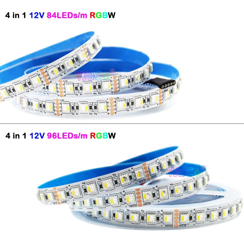 High brightness 5M 4 color in 1 RGBW/RGBWW LED Strip 60/84/96leds/m 12V/24V 5050 SMD flexible Lights Tape IP30/65/IP67 Lamp Bar