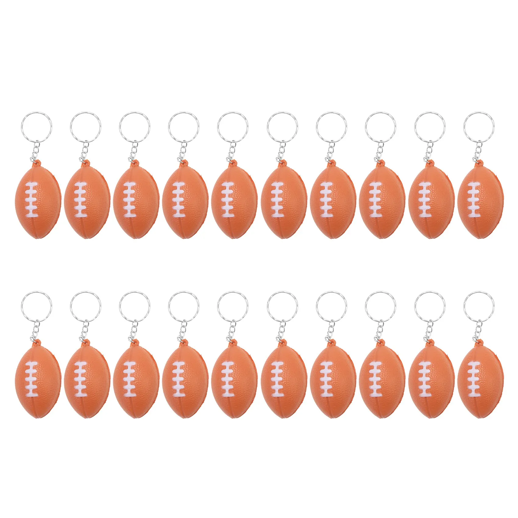 20 Pack Rugby Ball Keychains for Favors,Rugby Stress Ball,School Carnival Reward,Sports Centerpiece