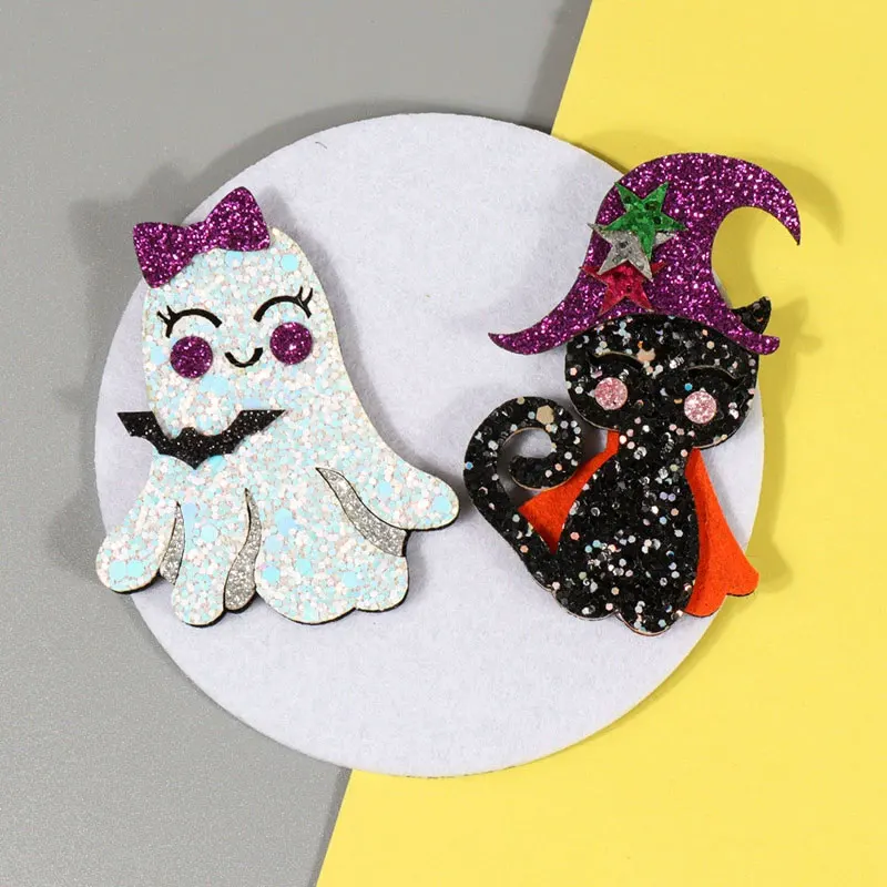 100 Stück Halloween-Zauberer-Katzen-Schleifen-Geister-Aufnäher für DIY-Kopfbedeckungen, Accessoires, Party-Kostüm-Dekorationsmaterialien – Detail 2