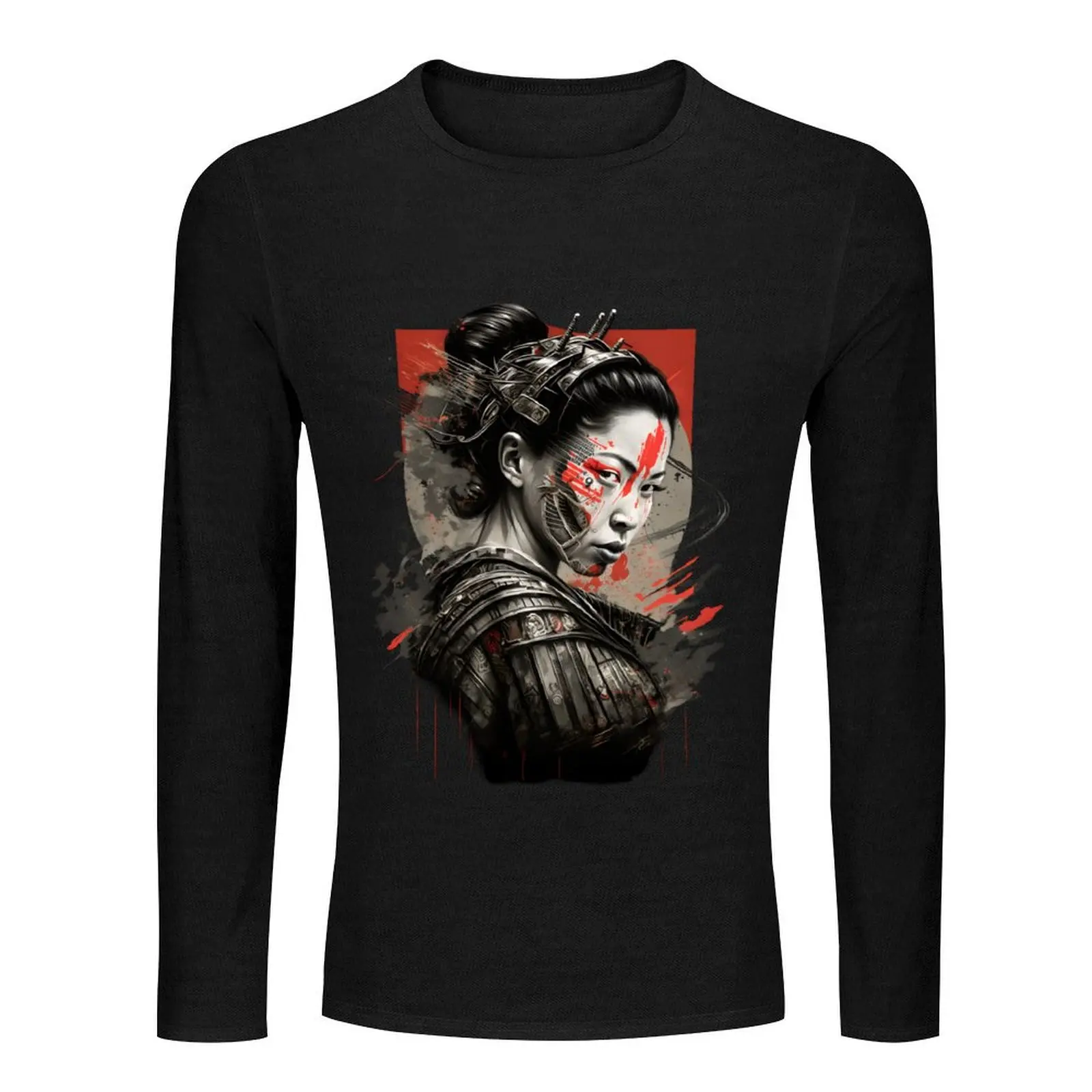 Japanese female warrior - Onna Bugeisha Long T-Shirt customized t shirts hippie clothes designer t shirt men