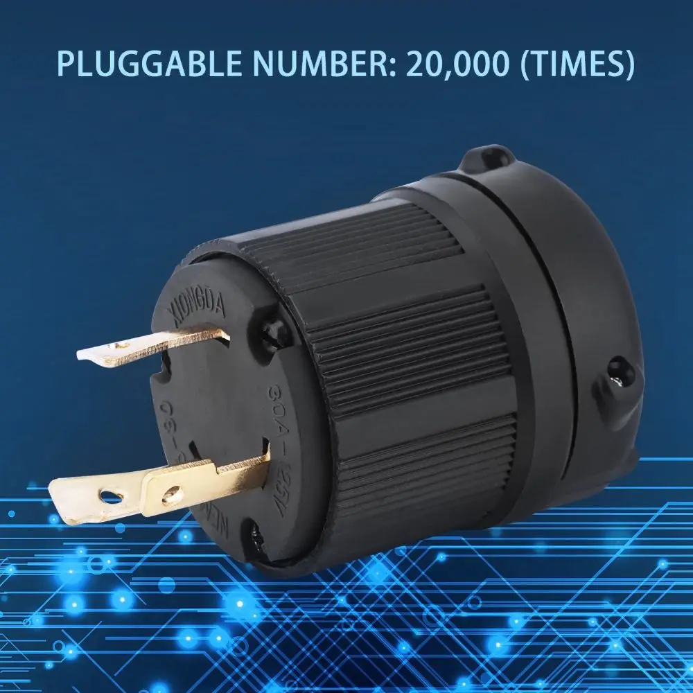 Plug Adapter L5-30P Twist Lock Electrical Plug AC 125V 30A Black Plug 3 Pole Plug Connector Industrial Application