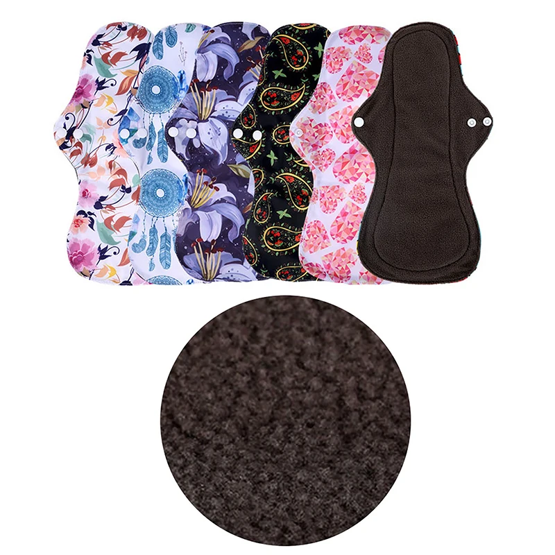 Organic Bamboo Charcoal Washable Hygiene Menstrual Pads Heavy Flow Sanitary Pads Lady Cloth Pad Reusable Pads