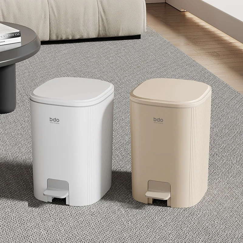 

Large Capacity Pedal Operated Kitchen Bathroom Trash Can with Lid Home Use Square Shaped Plastic Trash Can for Household Clea...