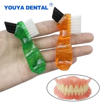 Mini cepillo para dentadura en forma de T, cepillo de dientes de limpieza, limpiador de encías, cepillos para dientes postizos, cuidado bucal, cerdas multicapa de un solo lado