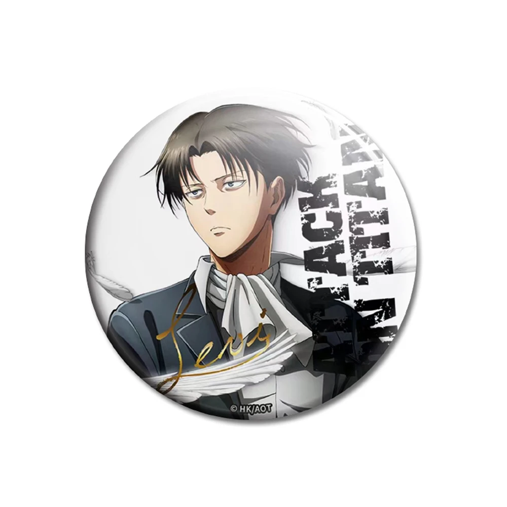 58mm Anime Attack on Titan Rivaille Levi Mikasa Ackerman Armin Arlert Cosplay Costume Badge Pin SPTE Tinplate Brooch Accessories