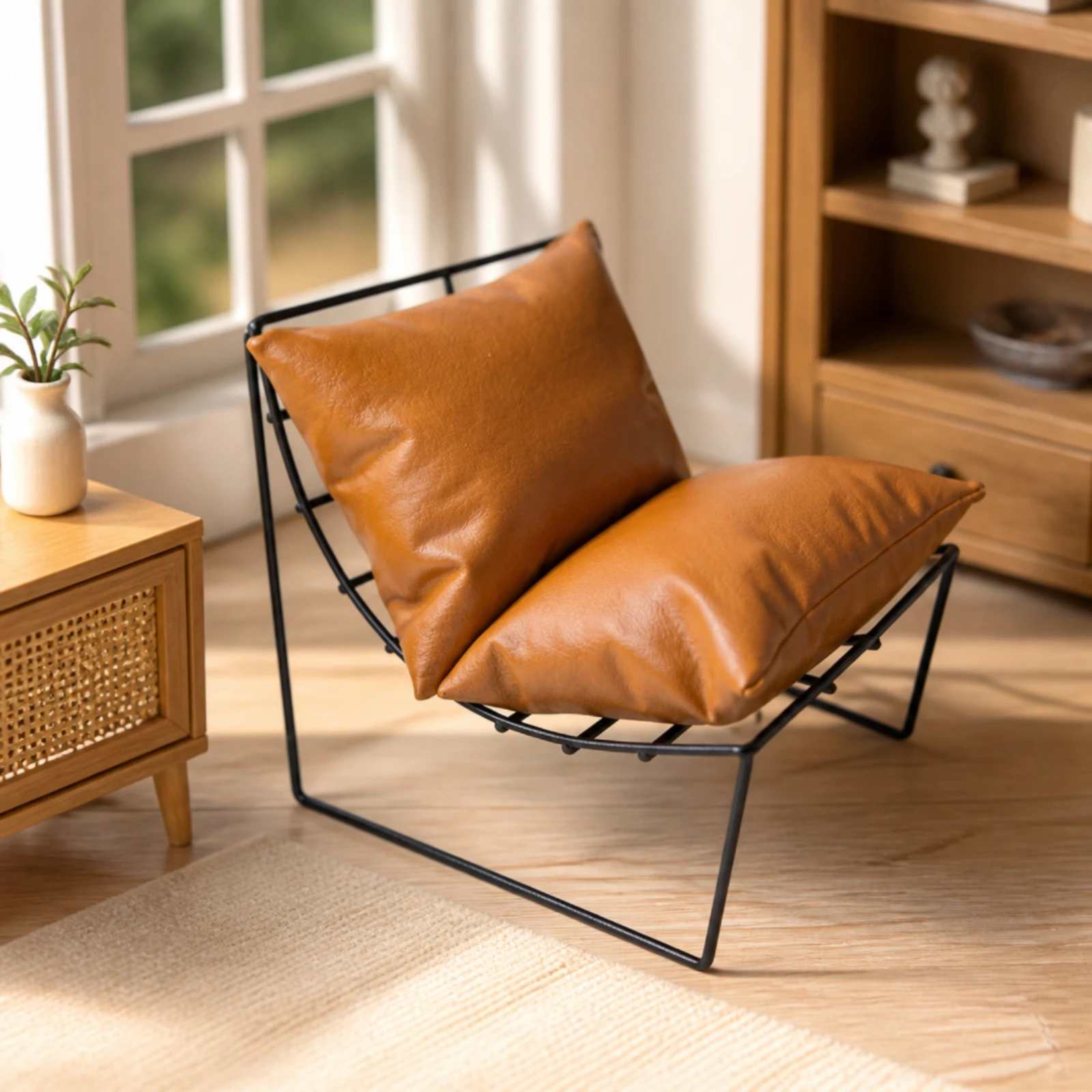 Miniature Moon Chair with Leather Cushions Lightweight 1/6 Scale Moon Chair Fashion Doll Seat High Quality Modern