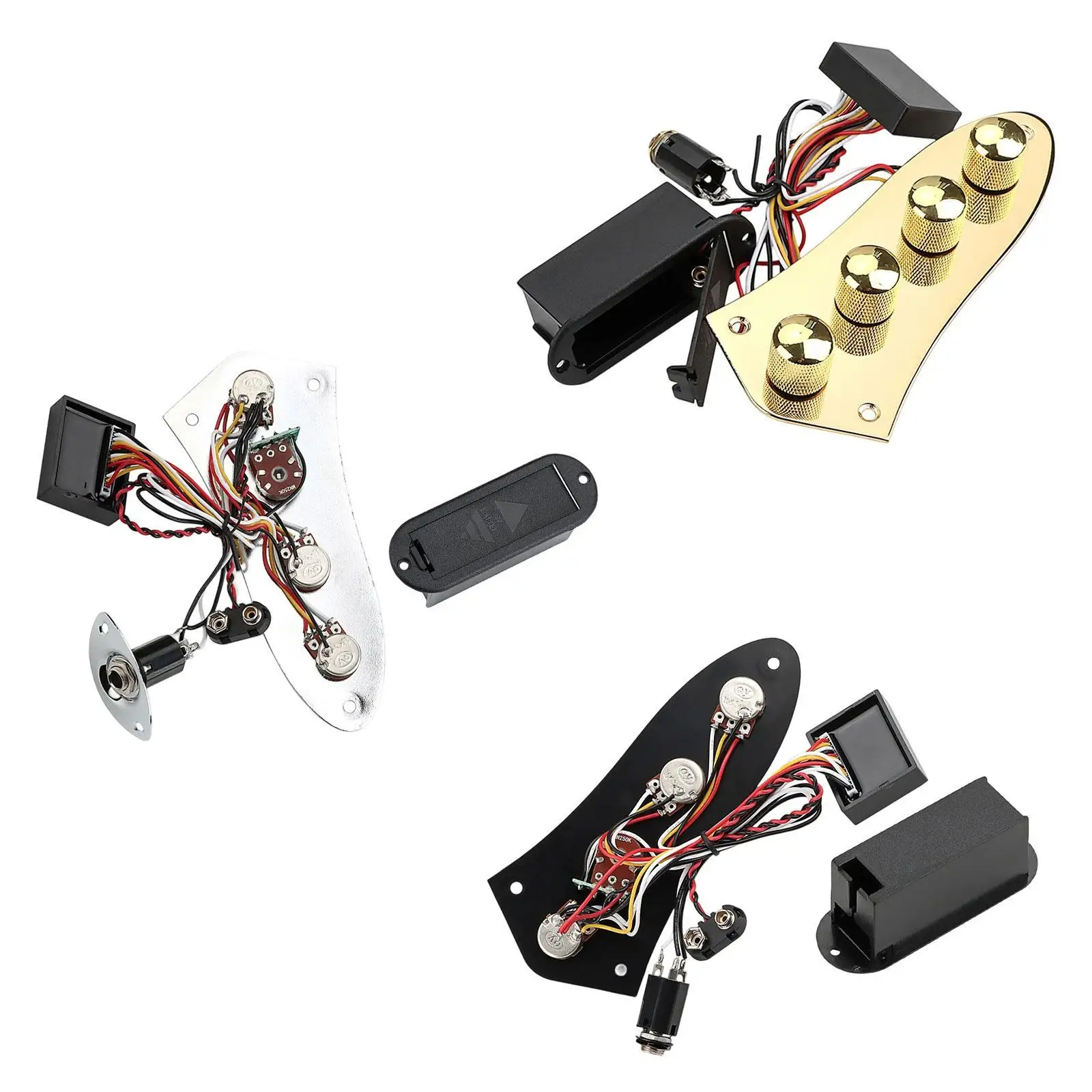 

Bass Guitar Control Plate with Switch Knob Professional Wiring Harness Kit