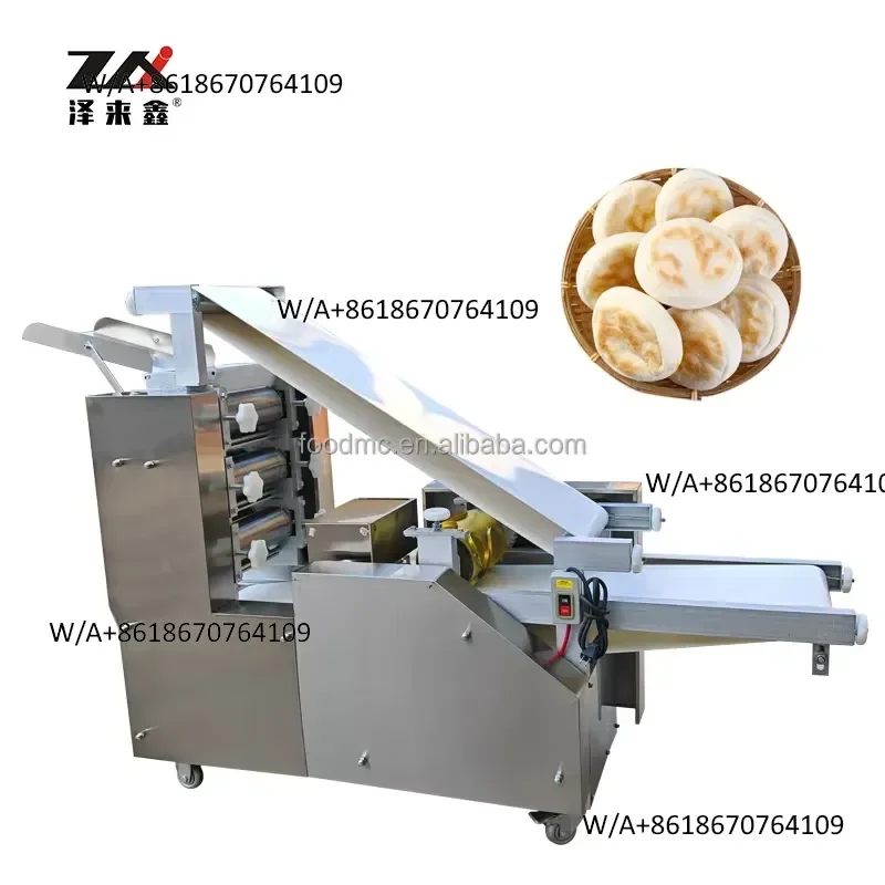 New fully automated Lebanese and Arabic bread production line, Turkish pita bread making machine with motor and conveyor belt