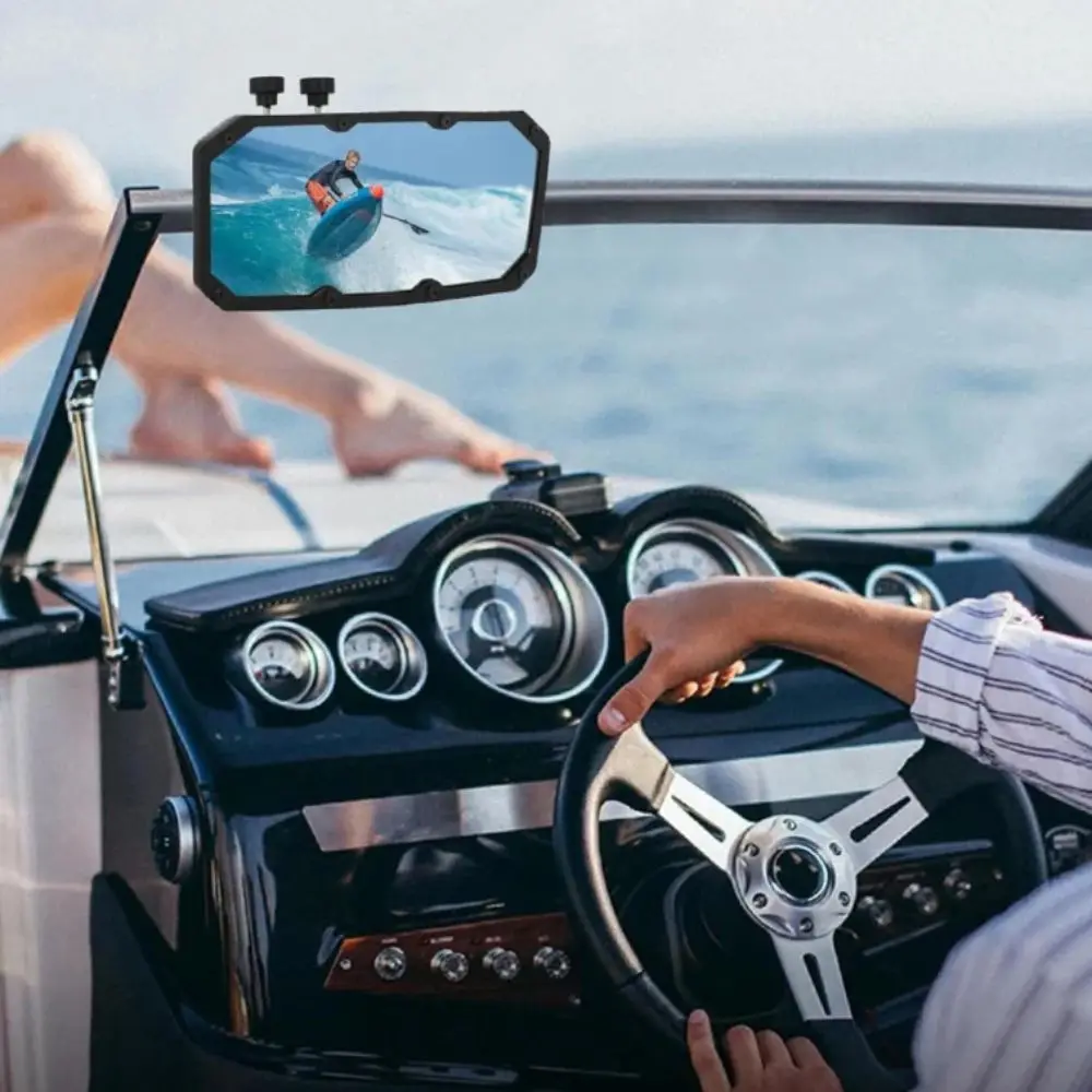 

Heavy Duty Marine Rearview Mirror Stainless Steel Anti Vibration Jet Ski Mirror Quick Release Clamp Mount Wide Angle Convex Lens